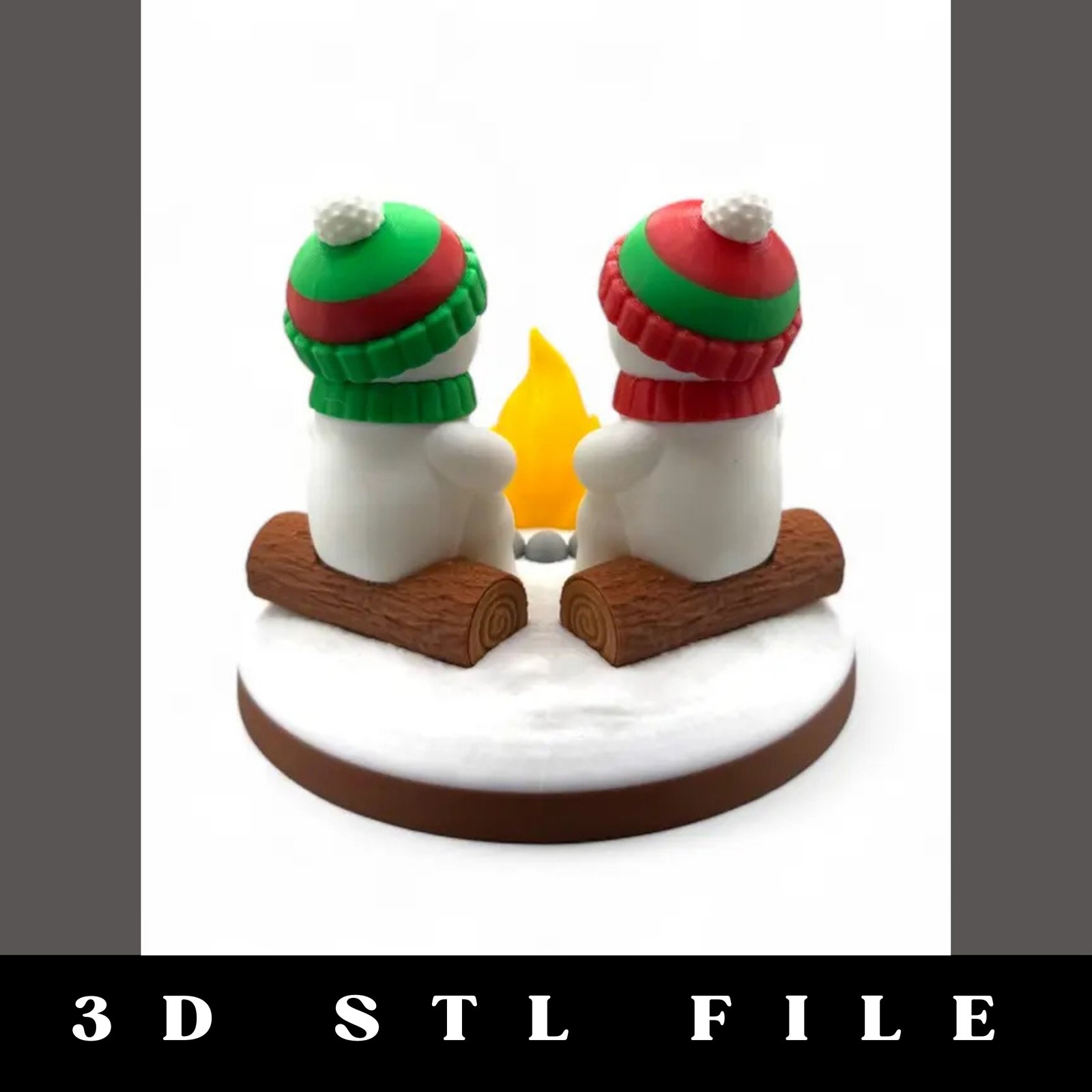 Snowman Campfire Scene STL File - Image 3