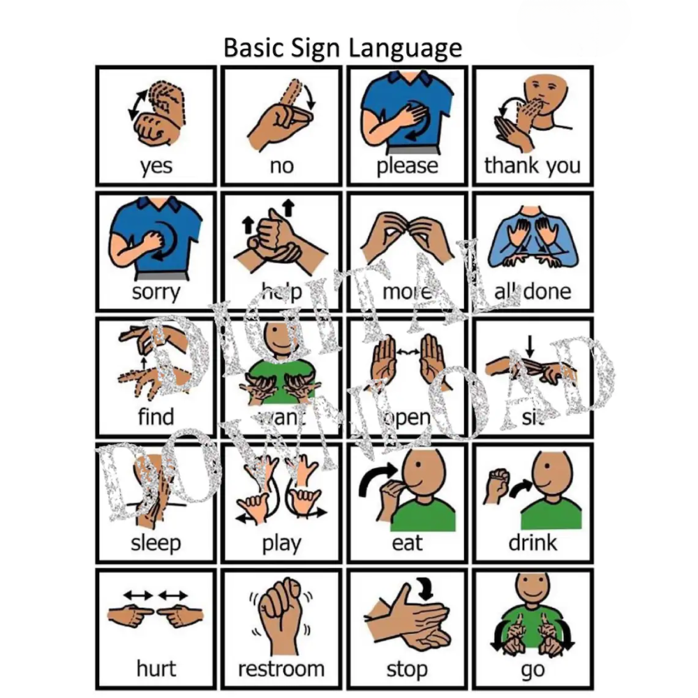 Basic Sign Language Board for Kids – ASL Chart Printable PDF - Image 2